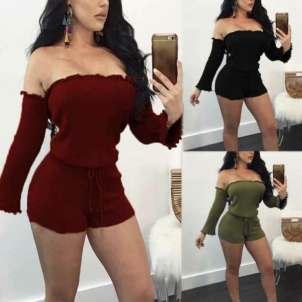bodysuits women off shoulder playsuit slim soft long sleeve sport rompers clubwear elegant party short jumpsuit, Black;white
bodysuits women off shoulder playsuit slim soft long sleeve sport rompers clubwear elegant party short jumpsuit, Black;white