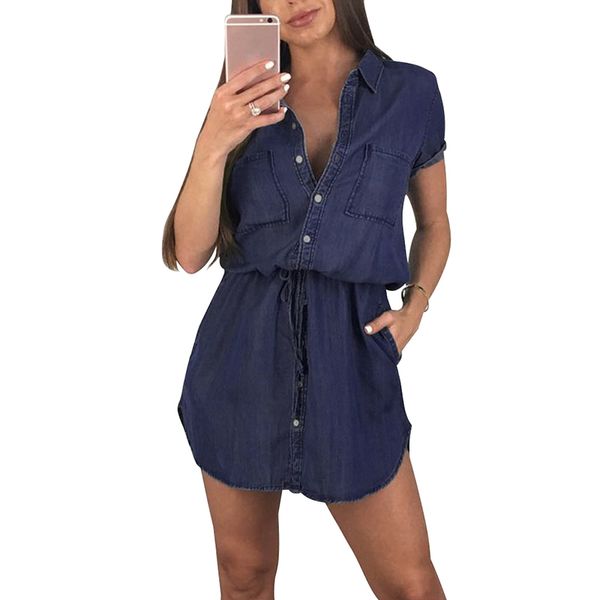 fashion women denim dress turn-down collar short sleeve women dress autumn 2019 button waist strap mini jeans shirt ropa, Black;gray
fashion women denim dress turn-down collar short sleeve women dress autumn 2019 button waist strap mini jeans shirt ropa, Black;gray
