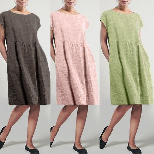 zanzea 2019 women's summer sundress casual linen dress elegant short sleeve vestidos female pleated plus size robe woman dress, Black;gray
zanzea 2019 women's summer sundress casual linen dress elegant short sleeve vestidos female pleated plus size robe woman dress, Black;gray