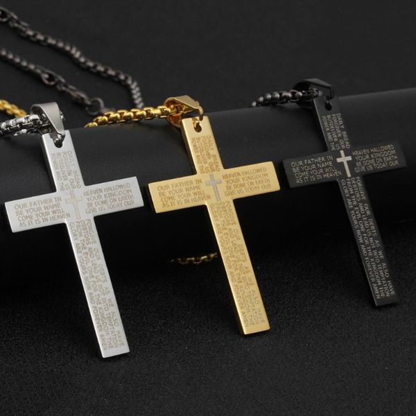 fashion vintage men letters print cross pendant titanium steel chain necklace jewelry gift choker accessories for men, Silver
fashion vintage men letters print cross pendant titanium steel chain necklace jewelry gift choker accessories for men, Silver