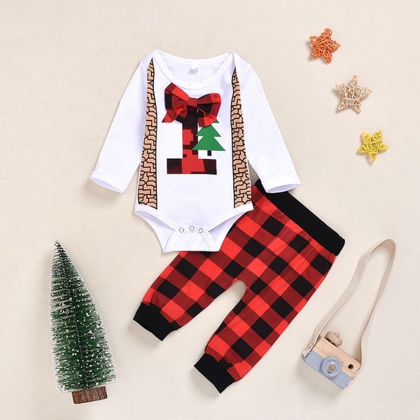 baby's set two pieces christmas boys print long sleeved bodysuit plaid trousers pants, White
baby's set two pieces christmas boys print long sleeved bodysuit plaid trousers pants, White