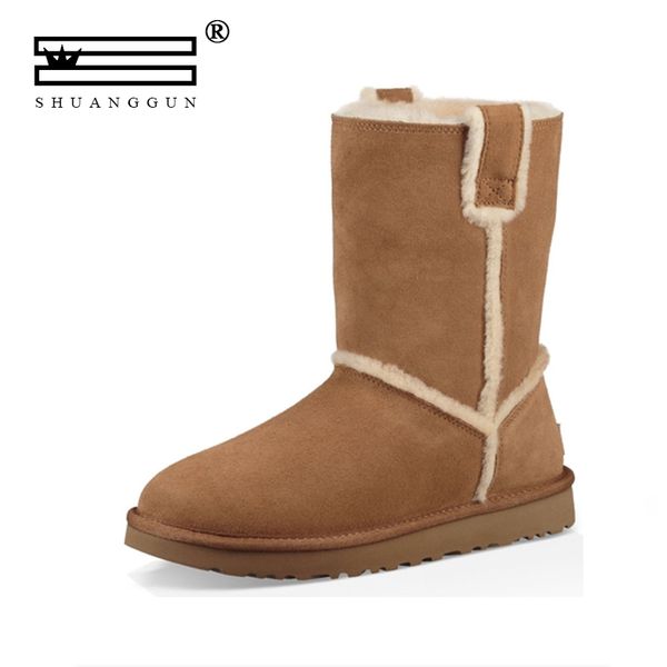 shuanggun wool sheepskin leather women's snow boots winter warm australian ankle boots, Black
shuanggun wool sheepskin leather women's snow boots winter warm australian ankle boots, Black