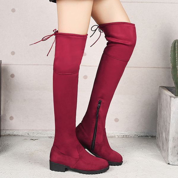 elastic flock slim fit over the knee boots women 2019 winter thigh high boots casual low heel chunky heel long high shoes woman, Black
elastic flock slim fit over the knee boots women 2019 winter thigh high boots casual low heel chunky heel long high shoes woman, Black