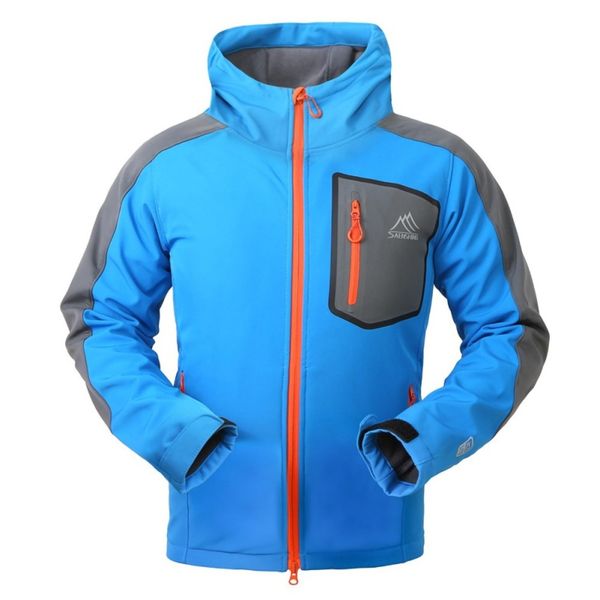 men outdoor jacket waterproof hooded softshell fleece rain coat windbreaker camping trekking sportswear c, Blue;black
men outdoor jacket waterproof hooded softshell fleece rain coat windbreaker camping trekking sportswear c, Blue;black