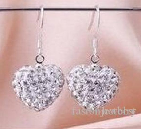 wedding gift mix colors white disco ball beads clay heart drop dangle crystall crystal earrings stud women r62, Silver
wedding gift mix colors white disco ball beads clay heart drop dangle crystall crystal earrings stud women r62, Silver