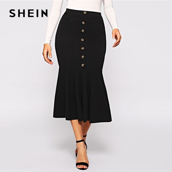 shein black elegant button front ruffle fishtail hem long skirt women spring mid waist solid mermaid workwear bodycon skirts, Black;gray
shein black elegant button front ruffle fishtail hem long skirt women spring mid waist solid mermaid workwear bodycon skirts, Black;gray
