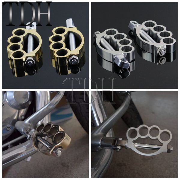 1 pair motorcycle chrome knuckle footpeg footrest biker male mount foot peg for cafe racer chopper
