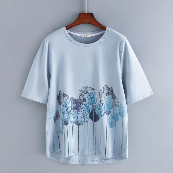 women's summer short-sleeved t-shirt loose cotton five-point sleeve national style o-neck color matching literary a870, White
women's summer short-sleeved t-shirt loose cotton five-point sleeve national style o-neck color matching literary a870, White