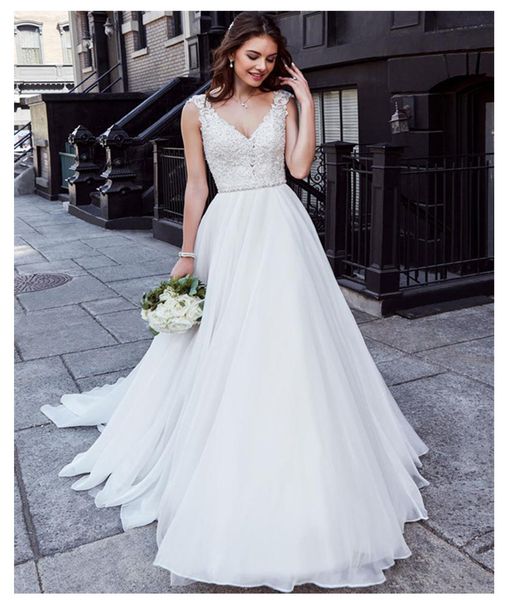 fabulous v-neck lace appliques a-line wedding dresses sleeveless custom garden women fashion bridal gowns vestidos de mariee, White
fabulous v-neck lace appliques a-line wedding dresses sleeveless custom garden women fashion bridal gowns vestidos de mariee, White