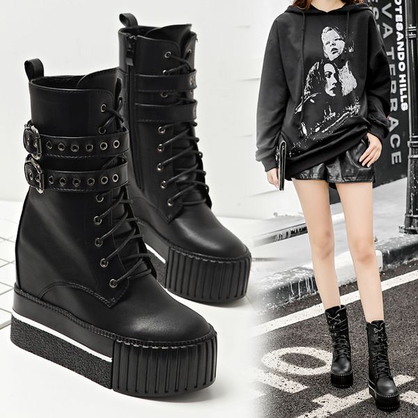 european style 2019 autumn winter new high-enhanced lace-up boots women's 12cm wedge-heeled platform shoes in the female boots, Black
european style 2019 autumn winter new high-enhanced lace-up boots women's 12cm wedge-heeled platform shoes in the female boots, Black
