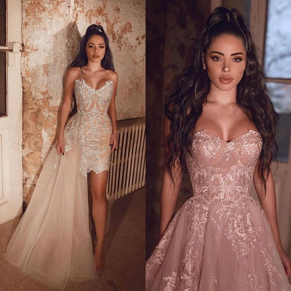 short prom dresses with detachable train lace appliqued a line sweetheart arabic evening dress luxury formal party gowns robes de soiree, Black;red
short prom dresses with detachable train lace appliqued a line sweetheart arabic evening dress luxury formal party gowns robes de soiree, Black;red