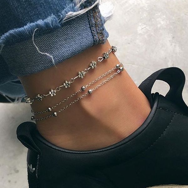 2 pcs/set women fashion exquisite flower heart beads chain multilayer silver anklet set charm clothing jewelry accessories, Red;blue
2 pcs/set women fashion exquisite flower heart beads chain multilayer silver anklet set charm clothing jewelry accessories, Red;blue