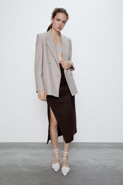women's suits & blazers 2021 summer straight double-breasted women suit jacket zaraing vadiming sheining female blazer dt27606, White;black
women's suits & blazers 2021 summer straight double-breasted women suit jacket zaraing vadiming sheining female blazer dt27606, White;black