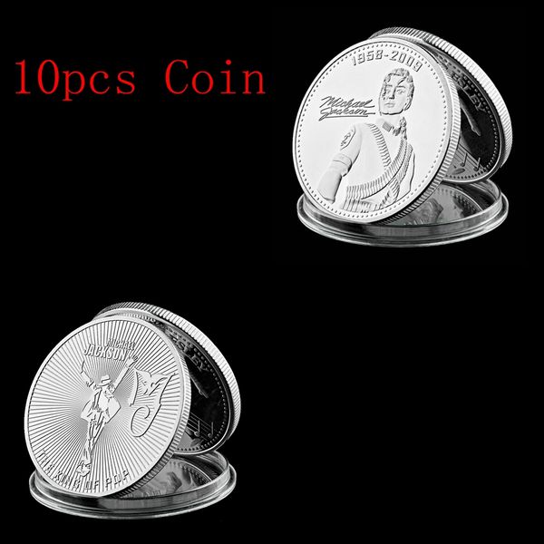 

10pcs Free Shipping Commemorative Coin King Of Populor Song Michael Jackson 1oz Silver Plated Souvenir Coin Medal Craft