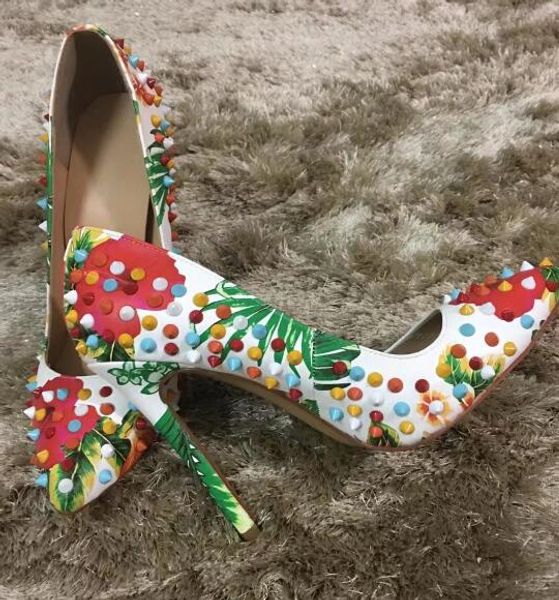 spring ladies multi metal rivets floral printed leather pumps stiletto heels pointed toe celebrity high heels mujer zapatos, Black
spring ladies multi metal rivets floral printed leather pumps stiletto heels pointed toe celebrity high heels mujer zapatos, Black