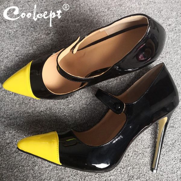 coolcept plus size 35-47 women high heel shoes fashion mixed color pointed toe office lady pumps wedding bridals stiletto, Black
coolcept plus size 35-47 women high heel shoes fashion mixed color pointed toe office lady pumps wedding bridals stiletto, Black