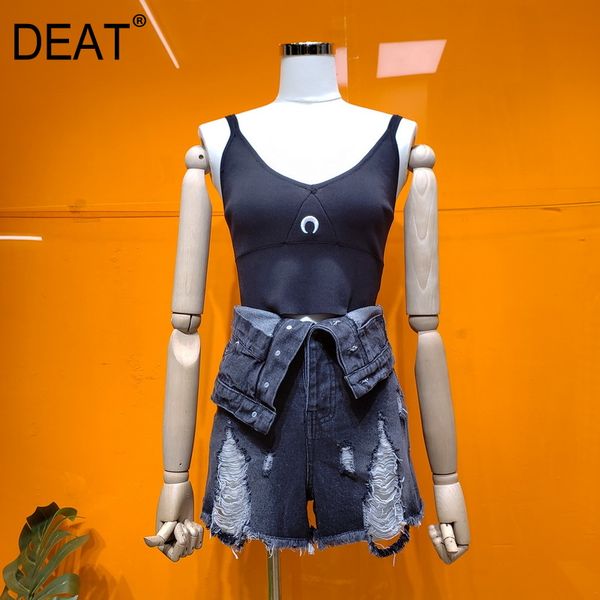 women's jeans deat 2021 summer fashion streetwear high waist asymmetric patchwork black wide leg hole button denim shorts women se294, Blue
women's jeans deat 2021 summer fashion streetwear high waist asymmetric patchwork black wide leg hole button denim shorts women se294, Blue