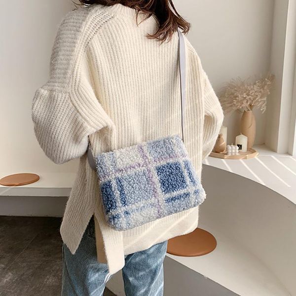 plaid women's crossbody bags fashion plush shoulder bag luxury handbags women bags designer lattice small square bag bolso mujer 
plaid women's crossbody bags fashion plush shoulder bag luxury handbags women bags designer lattice small square bag bolso mujer
