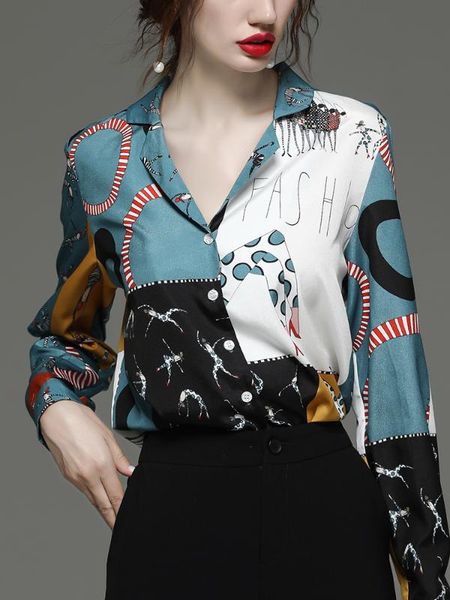 sense niche 2020 spring women's fashion western style printed long sleeve chiffon shirt fashion shirt, White
sense niche 2020 spring women's fashion western style printed long sleeve chiffon shirt fashion shirt, White