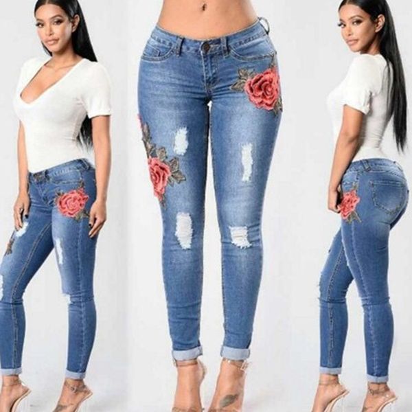 autumn flower embroidery jeans women denim pants brand new mid waist stretch skinny pants for women denim jean capris, Blue
autumn flower embroidery jeans women denim pants brand new mid waist stretch skinny pants for women denim jean capris, Blue