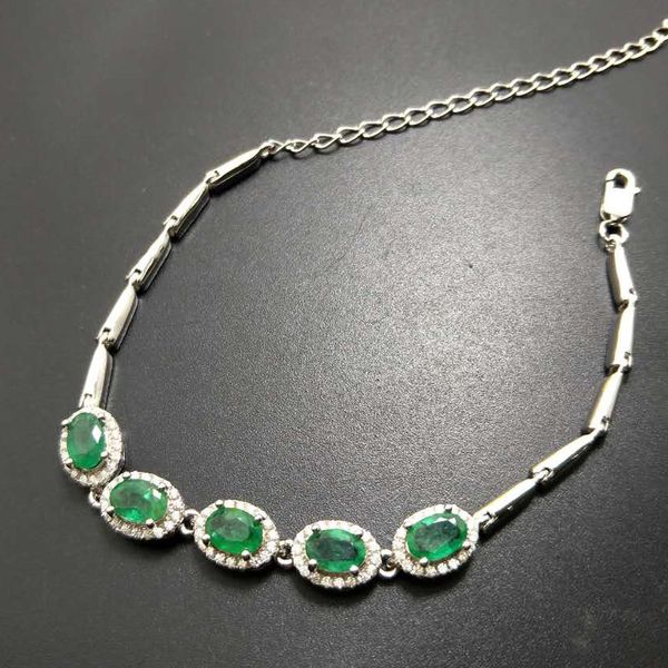 tbj,natural good color emerald bracelet oval cut 4*6mm,5pc 2.5ct emerald bracelet in 925 sterling silver gemstone with gift box, Black
tbj,natural good color emerald bracelet oval cut 4*6mm,5pc 2.5ct emerald bracelet in 925 sterling silver gemstone with gift box, Black