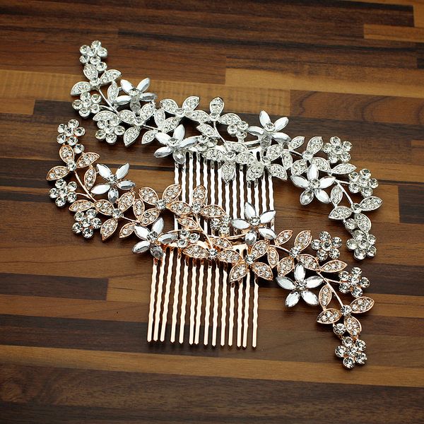 large fashion rose gold leaf women wedding hair comb clip silver crystal bridesmaid floral headdress for bride pageant jewelry, Golden;white
large fashion rose gold leaf women wedding hair comb clip silver crystal bridesmaid floral headdress for bride pageant jewelry, Golden;white