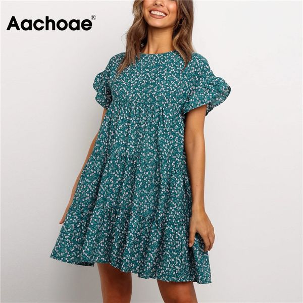 aachoae women casual floral printed pleated boho style beach dress short sleeve loose mini dress sundress o neck lady dresses, White;black
aachoae women casual floral printed pleated boho style beach dress short sleeve loose mini dress sundress o neck lady dresses, White;black