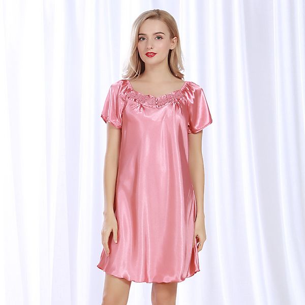 lace sleepwear dress nightdress loose solid silk nightgown lingerie short sleeve knee-length summer sleep wea, Black;red
lace sleepwear dress nightdress loose solid silk nightgown lingerie short sleeve knee-length summer sleep wea, Black;red