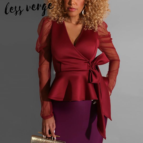 lessverge mesh puff sleeve splice peplum blouse shirt women white casual bandage office shirt autumn winter black chemise
lessverge mesh puff sleeve splice peplum blouse shirt women white casual bandage office shirt autumn winter black chemise