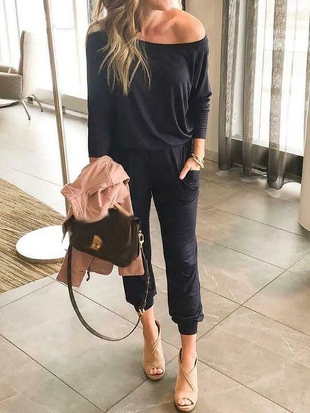fashion womens casual off shoulder long sleeve playsuit female ladies solid color casual long jumpsuit rompers outfits, Black;white
fashion womens casual off shoulder long sleeve playsuit female ladies solid color casual long jumpsuit rompers outfits, Black;white