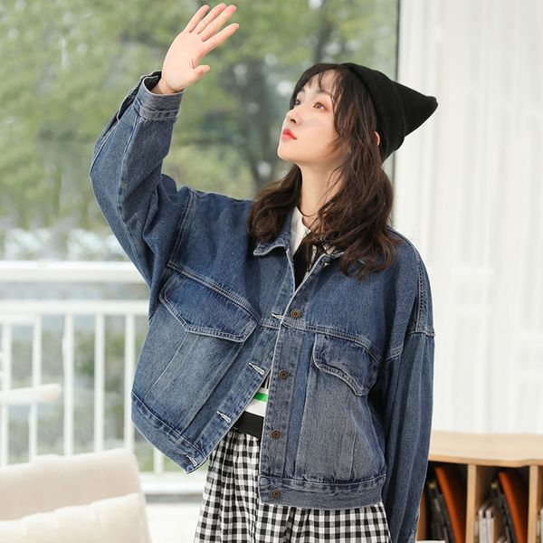 preppy style big pockets jeans jackets women's clothing lapel long sleeve coat casual denim jacket women clothing street jacket, Black;brown
preppy style big pockets jeans jackets women's clothing lapel long sleeve coat casual denim jacket women clothing street jacket, Black;brown