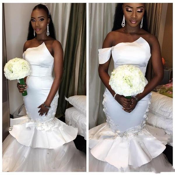 white satin mermaid wedding dresses one shoulder south african beaded bridal gowns tulle sweep train wedding vestidos de noiva
white satin mermaid wedding dresses one shoulder south african beaded bridal gowns tulle sweep train wedding vestidos de noiva