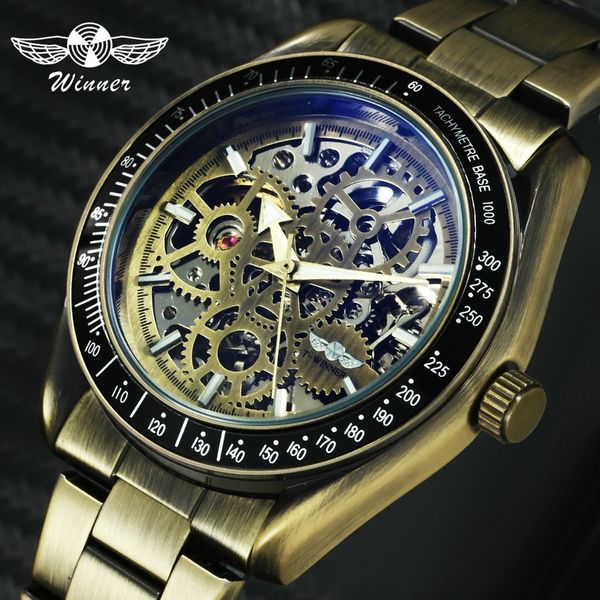 winner auto mechanical mens watches blue mirror case copper stainless steel strap vintage skeleton wristwatch, Slivery;brown
winner auto mechanical mens watches blue mirror case copper stainless steel strap vintage skeleton wristwatch, Slivery;brown