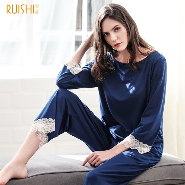 j&q new pyjama femme women pijamas ropa mujer invierno pajama set pizama damska lace sleeves soft modal pajamas women sleepwear, Blue;gray
j&q new pyjama femme women pijamas ropa mujer invierno pajama set pizama damska lace sleeves soft modal pajamas women sleepwear, Blue;gray