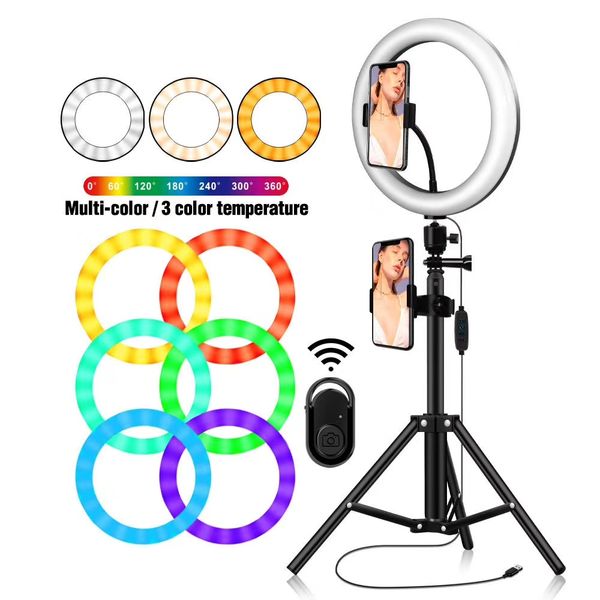 10" rgb video camera led light deskstand with 26cm rgb multi-colors led ring light 2700k-6500k plus rgb for live streaming
10" rgb video camera led light deskstand with 26cm rgb multi-colors led ring light 2700k-6500k plus rgb for live streaming