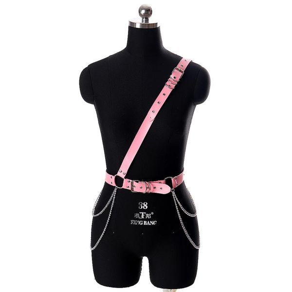 pastel goth pink body harness belt leather suspender bondage waist chain belts rock dance costume plus size accessories, Black;white
pastel goth pink body harness belt leather suspender bondage waist chain belts rock dance costume plus size accessories, Black;white