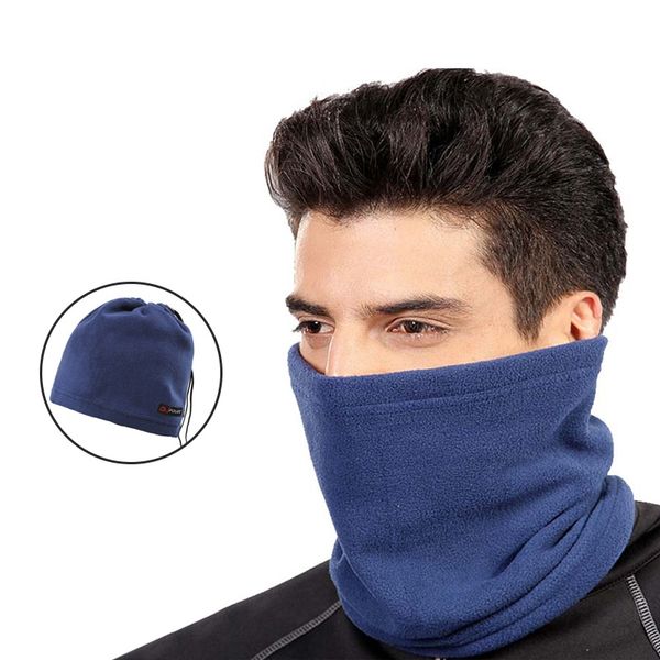 warm fleece winter mask neck scarf winter hiking cap men and women fleece hat outdoor hiking hat for hunting cap hunting, Black;white