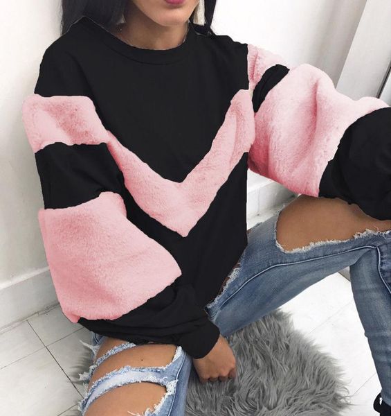 new fashion womens autumn winter hoodies sweatshirts long sleeve patchwork striped clothes pullover sweatshirt for female, Black 
new fashion womens autumn winter hoodies sweatshirts long sleeve patchwork striped clothes pullover sweatshirt for female, Black