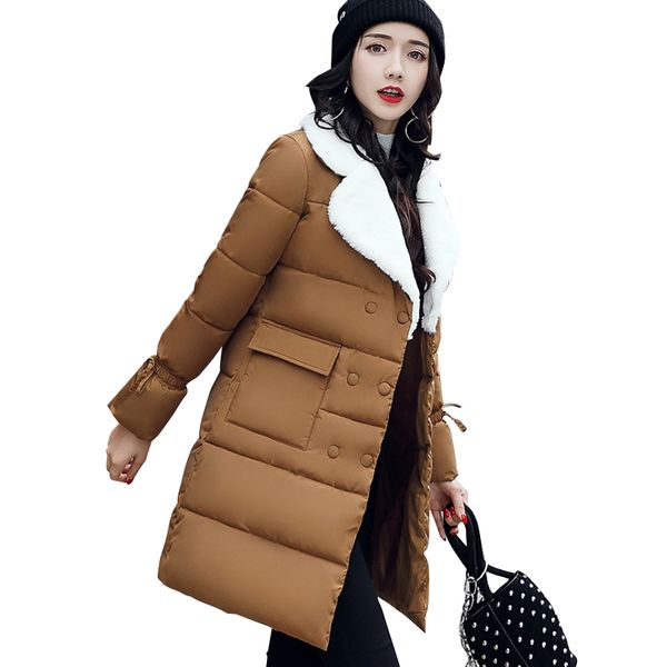 2018 fur turn down collar women winter coat female outerwear parka ladies thick warm long jacket slim jaqueta feminina, Black
2018 fur turn down collar women winter coat female outerwear parka ladies thick warm long jacket slim jaqueta feminina, Black