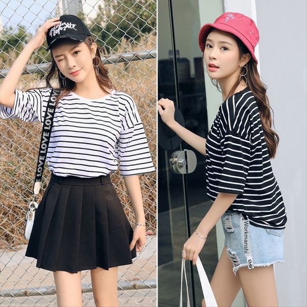 2019 women's black and white striped large size loose clothes cotton half sleeve t-shirt t-shirt student clothing student clothing
2019 women's black and white striped large size loose clothes cotton half sleeve t-shirt t-shirt student clothing student clothing