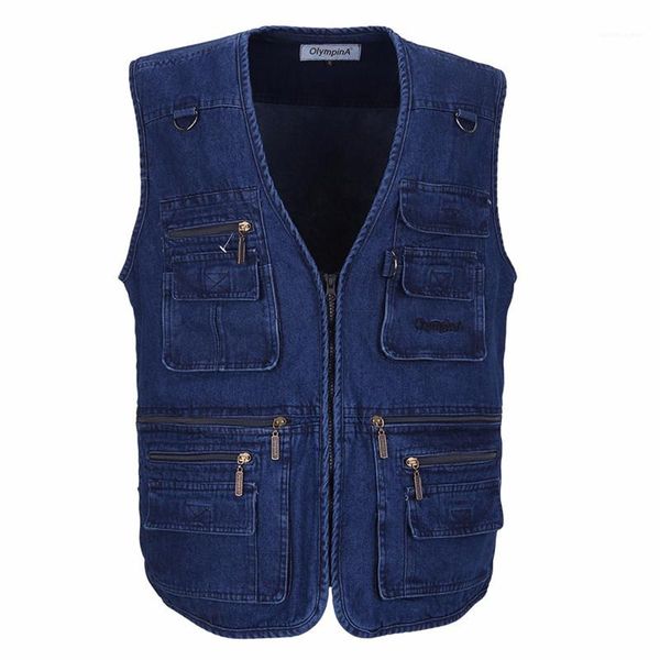 denim men vest sleeveless jackets blue casual fishing vest with multi pockets plus size outdoors waistcoat male outerwear, Black;white
denim men vest sleeveless jackets blue casual fishing vest with multi pockets plus size outdoors waistcoat male outerwear, Black;white