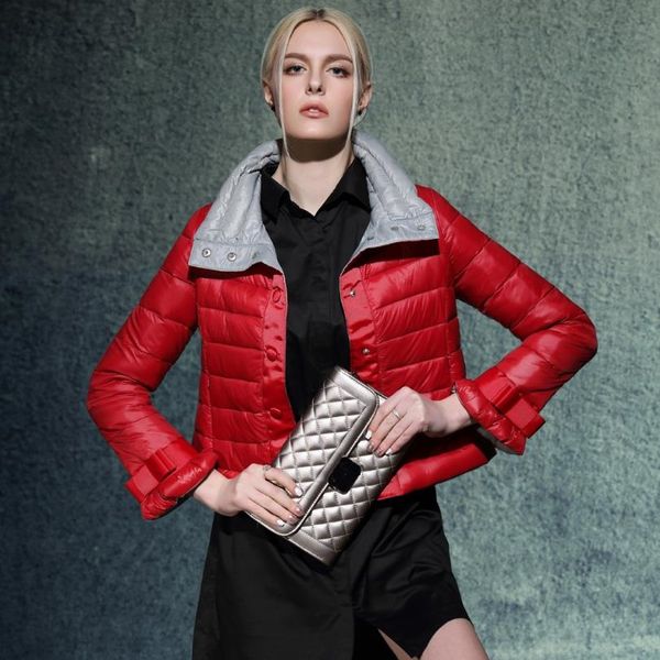 90% white duck down 2019 autumn and winter slim short down jacket women new fashion hit-color stand collar jacket coat w843, Black
90% white duck down 2019 autumn and winter slim short down jacket women new fashion hit-color stand collar jacket coat w843, Black