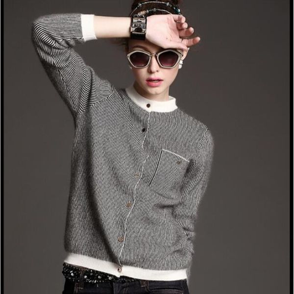 2018 new wool knit cardigan cashmere sweater o neck short paragraph striped thicken long sleeve coat, White;black
2018 new wool knit cardigan cashmere sweater o neck short paragraph striped thicken long sleeve coat, White;black