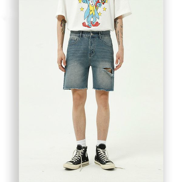 new male japan korea style streetwear vintage fashion hip hop denim shorts men broken casual knee length jean shorts, Blue
new male japan korea style streetwear vintage fashion hip hop denim shorts men broken casual knee length jean shorts, Blue