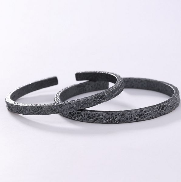 925 solid sterling silver black cuff bangle bracelet men women biker a2405 
925 solid sterling silver black cuff bangle bracelet men women biker a2405