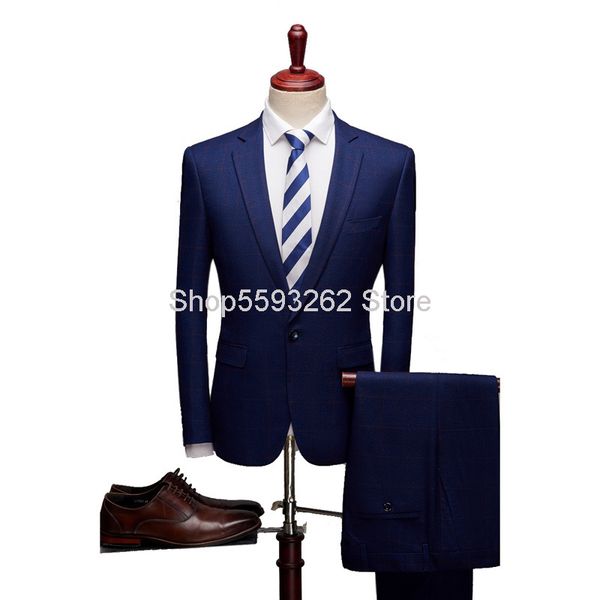men grid slim fit suit male business leisure marriage groom suit two-piece set, White;black
men grid slim fit suit male business leisure marriage groom suit two-piece set, White;black