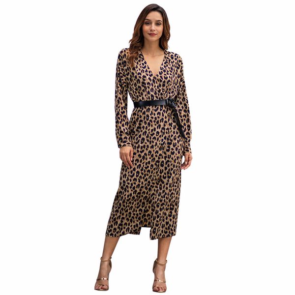 aphrodite home women dress long sleeve leopard print v-neck belt waist button a-line split ends ladies midi dress vestidos, Black;gray
aphrodite home women dress long sleeve leopard print v-neck belt waist button a-line split ends ladies midi dress vestidos, Black;gray