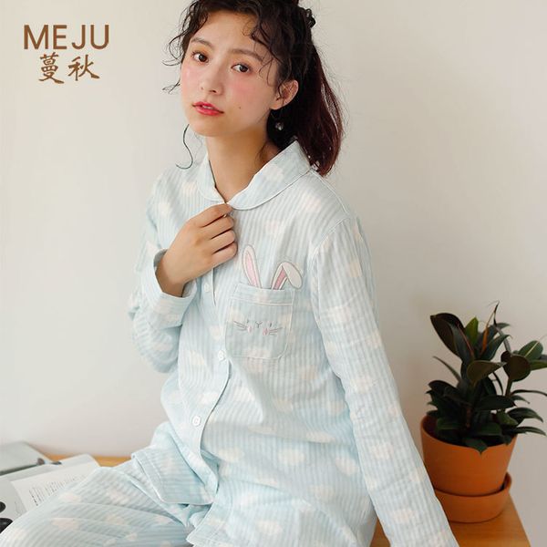 spring and autumn cardigan long sleeve women's pajamas meju new products thin fold-down collar pure cotton homewear set, Black;brown
spring and autumn cardigan long sleeve women's pajamas meju new products thin fold-down collar pure cotton homewear set, Black;brown