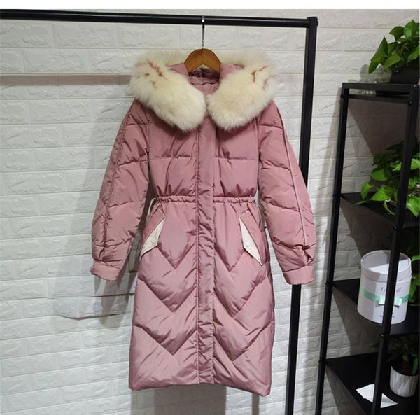 designer winter thick women down jacket coats real fur collar warm long and loose pattern overcoat, Black
designer winter thick women down jacket coats real fur collar warm long and loose pattern overcoat, Black