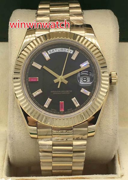 daydate style luxury men's sports watch 40mm gold stainless steel case gold and black dial original clasp high-quality wristwatch, Slivery;brown
daydate style luxury men's sports watch 40mm gold stainless steel case gold and black dial original clasp high-quality wristwatch, Slivery;brown